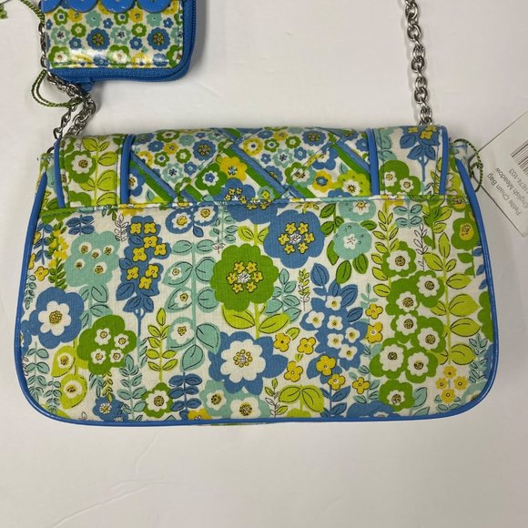 Vera Bradley Petite Chain Bag with Wallet English Meadow Green Blue - Picture 5 of 9